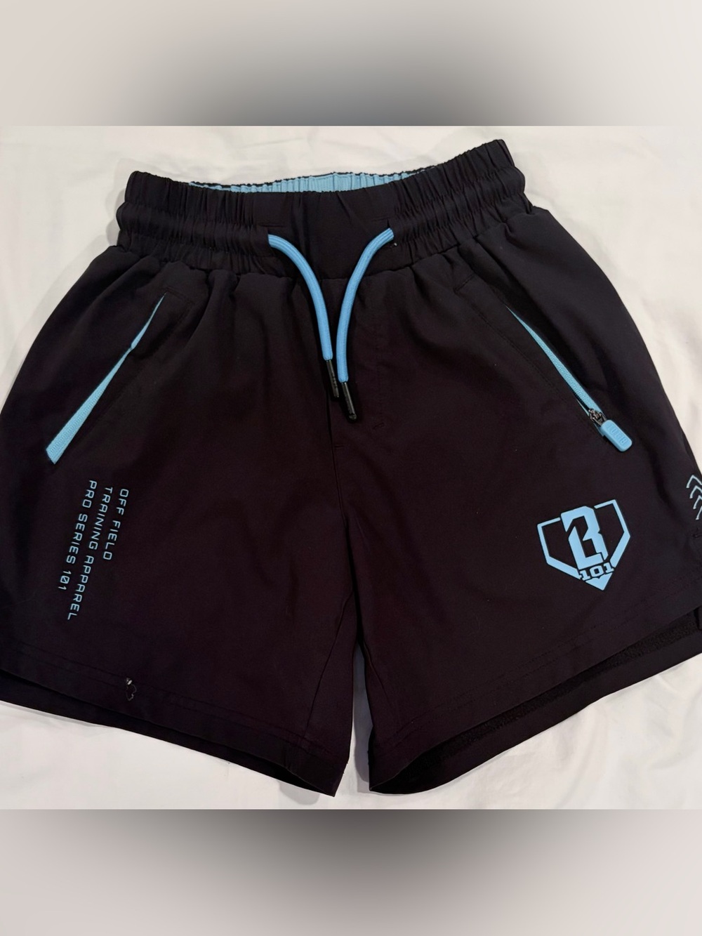 Baseball Lifestyle 101 Off Field Training Shorts black/blue SZ YS EUC